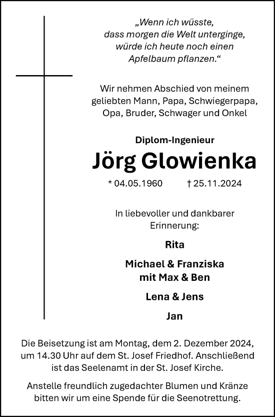 Anzeige von Jörg Glowienka von OM-Medien