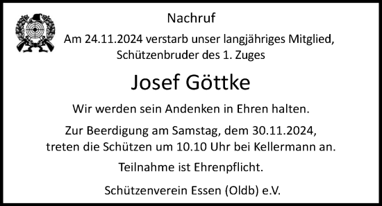 Anzeige von Josef Göttke von OM-Medien