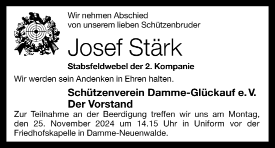 Anzeige von Josef Stärk von OM-Medien