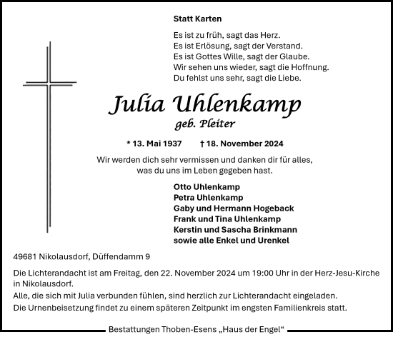 Anzeige von Julia Uhlenkamp von OM-Medien