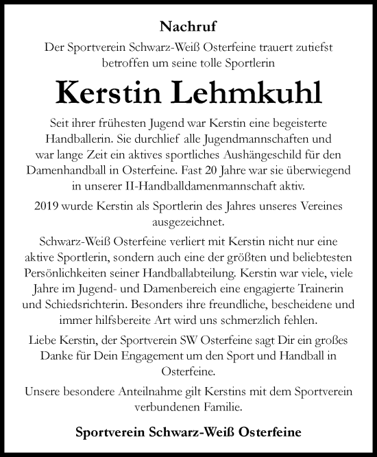 Anzeige von Kerstin Lehmkuhl von OM-Medien