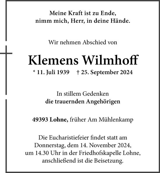 Anzeige von Klemens Wilmhoff von OM-Medien