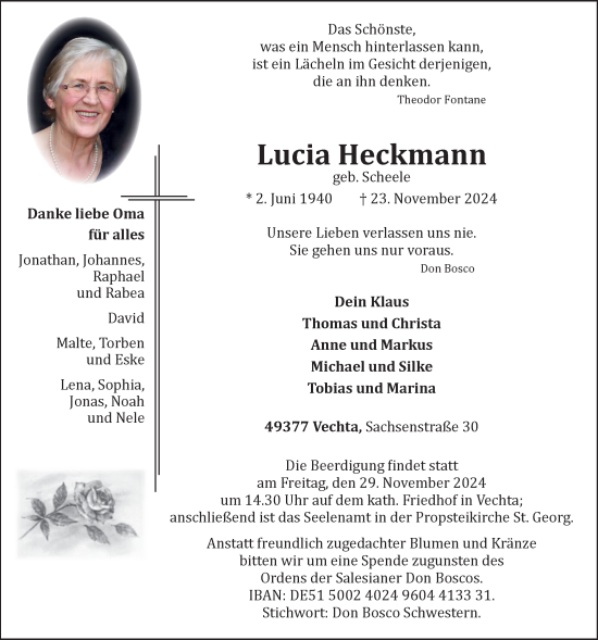 Anzeige von Lucia Heckmann von OM-Medien