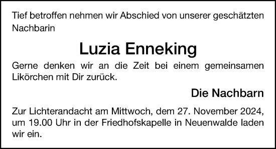 Anzeige von Luzia Enneking von OM-Medien