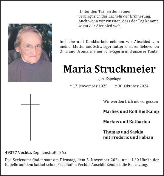 Anzeige von Maria Struckmeier von OM-Medien