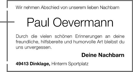 Anzeige von Paul Oevermann von OM-Medien