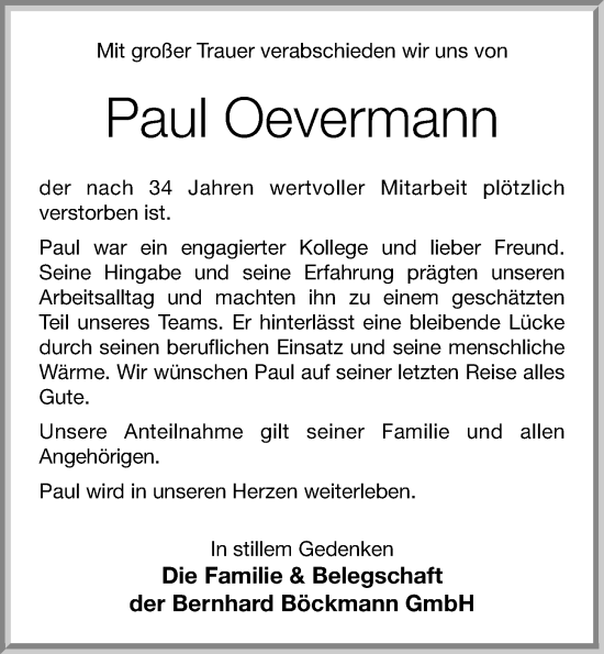 Anzeige von Paul Oevermann von OM-Medien