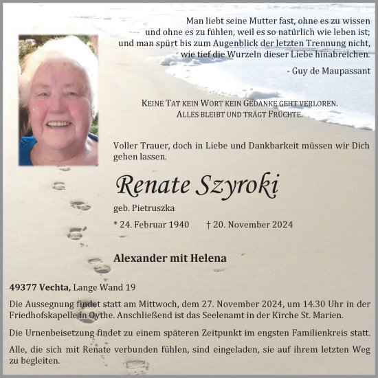 Anzeige von Renate Szyroki von OM-Medien