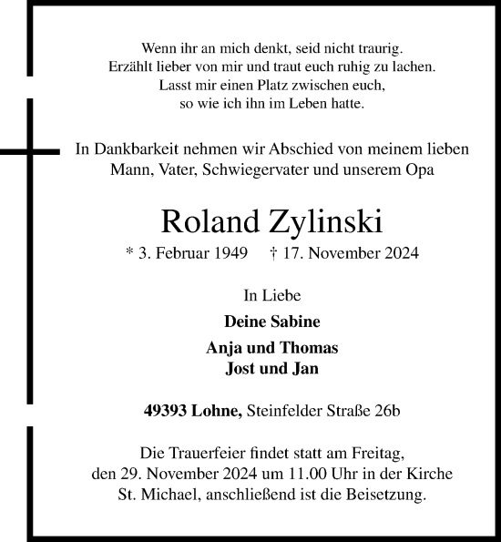 Anzeige von Roland Zylinski von OM-Medien