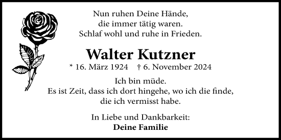 Anzeige von Walter Kutzner von OM-Medien