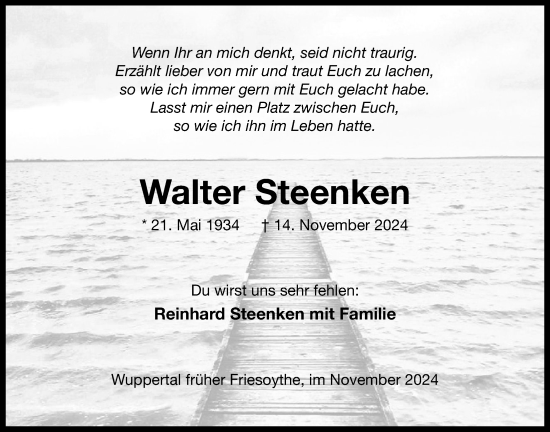 Anzeige von Walter Steenken von OM-Medien