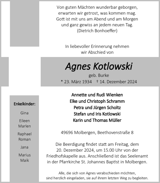 Anzeige von Agnes Kotlowski von OM-Medien