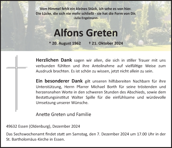 Anzeige von Alfons Greten von OM-Medien