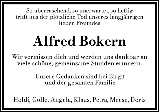 Anzeige von Alfred Bokern von OM-Medien