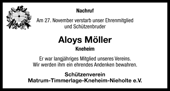 Anzeige von Aloys Möller von OM-Medien