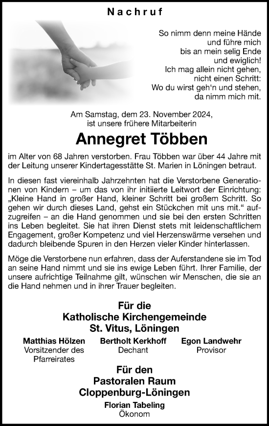 Anzeige von Annegret Többen von OM-Medien