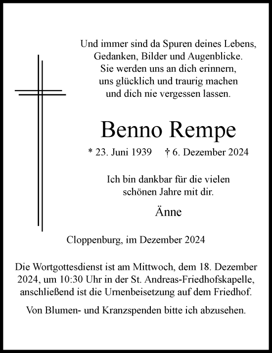 Anzeige von Benno Rempe von OM-Medien