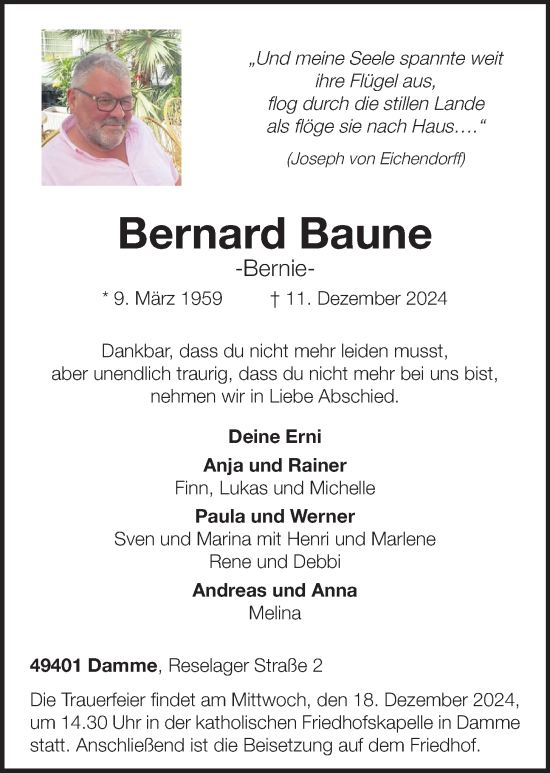 Anzeige von Bernard Baune von OM-Medien