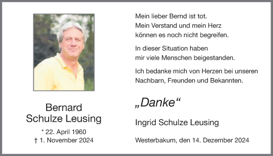 Anzeige von Bernard Schulze Leusing von OM-Medien