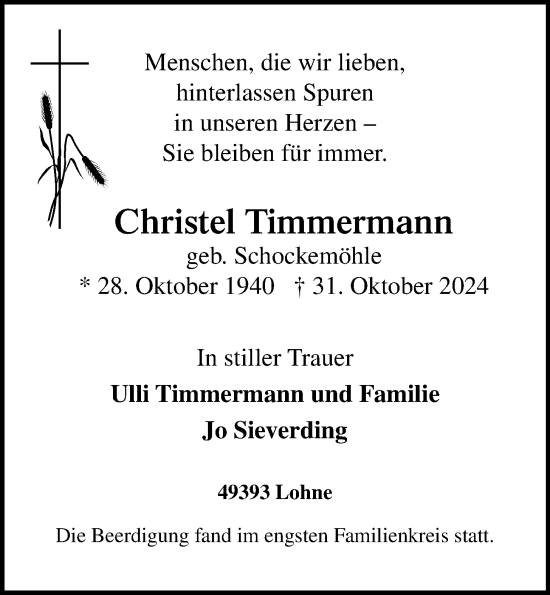 Anzeige von Christel Timmermann von OM-Medien