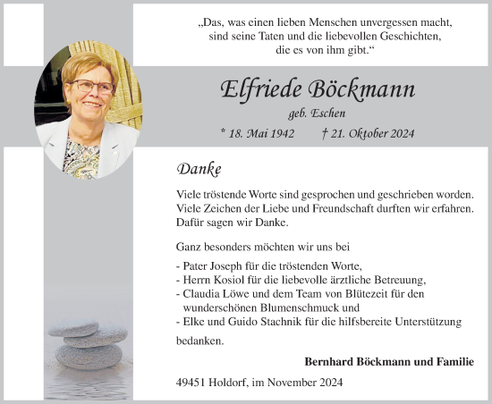 Anzeige von Elfriede Böckmann von OM-Medien