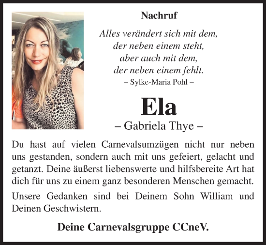 Anzeige von Gabriela Thye von OM-Medien