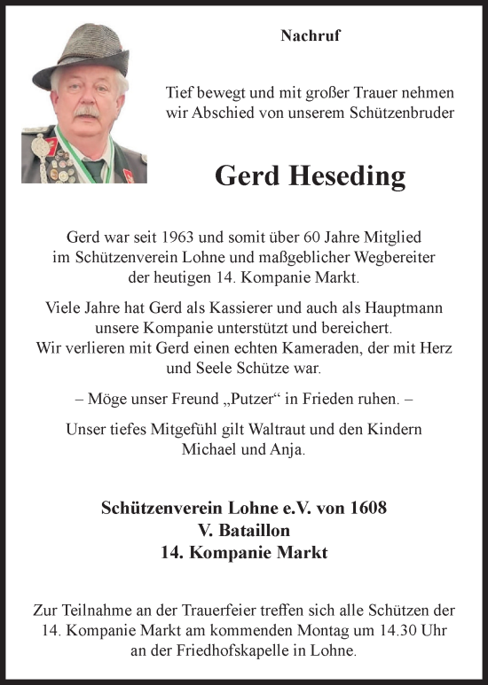 Anzeige von Gerd Heseding von OM-Medien