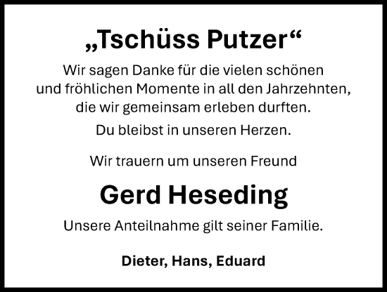 Anzeige von Gerd Heseding von OM-Medien