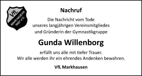 Anzeige von Gunda Willenborg von OM-Medien