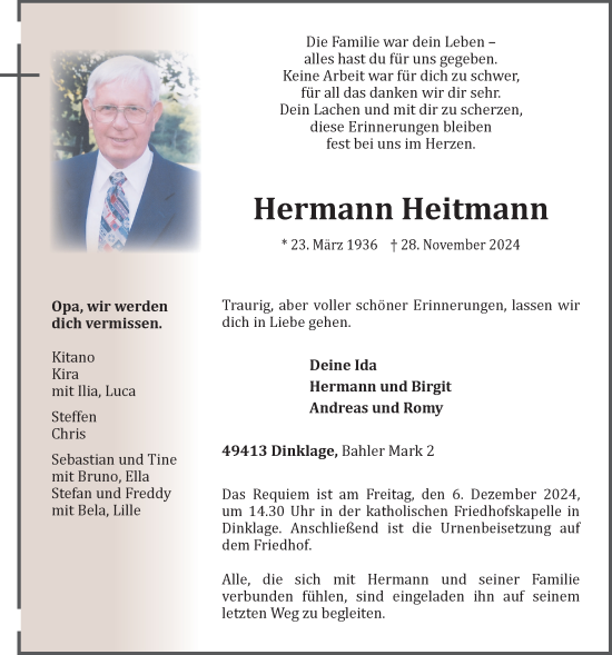 Anzeige von Hermann Heitmann von OM-Medien