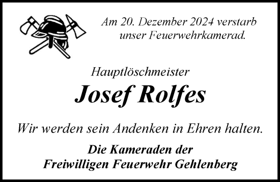 Anzeige von Josef Rolfes von OM-Medien