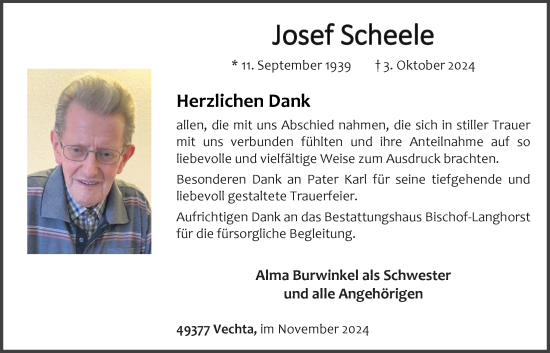 Anzeige von Josef Scheele von OM-Medien