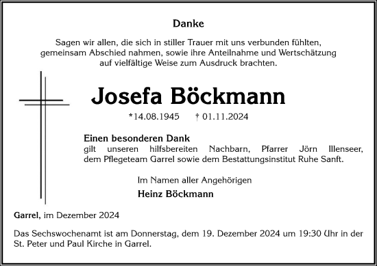 Anzeige von Josefa Böckmann von OM-Medien