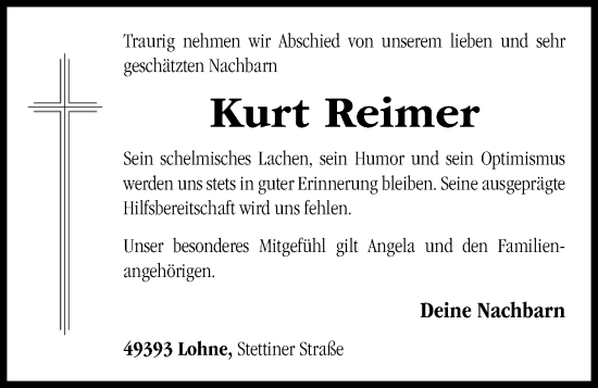 Anzeige von Kurt Reimer von OM-Medien