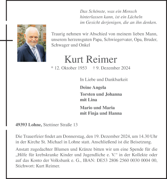 Anzeige von Kurt Reimer von OM-Medien