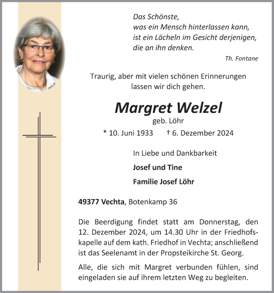 Anzeige von Margret Welzel von OM-Medien