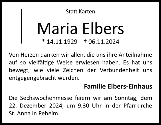 Anzeige von Maria Elbers von OM-Medien