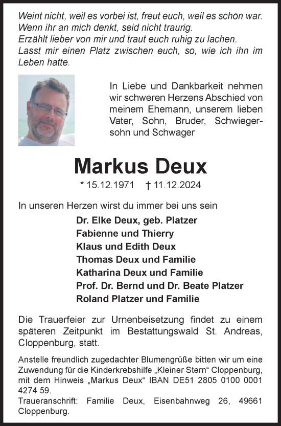 Anzeige von Markus Deux von OM-Medien