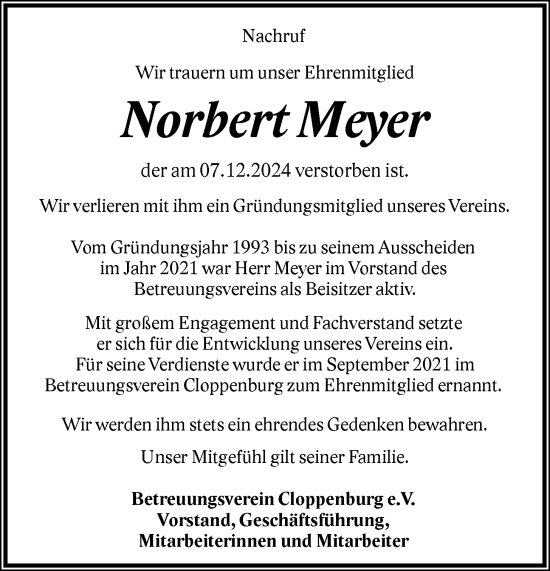 Anzeige von Norbert Meyer von OM-Medien