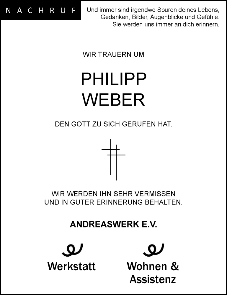  Traueranzeige für Philipp Weber vom 05.12.2024 aus OM-Medien