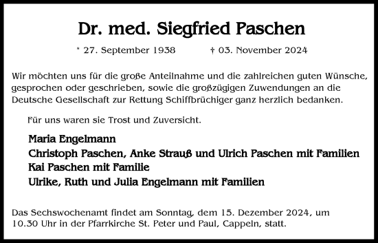 Anzeige von Siegfried Paschen von OM-Medien