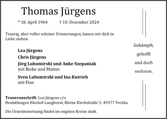 Anzeige von Thomas Jürgens von OM-Medien