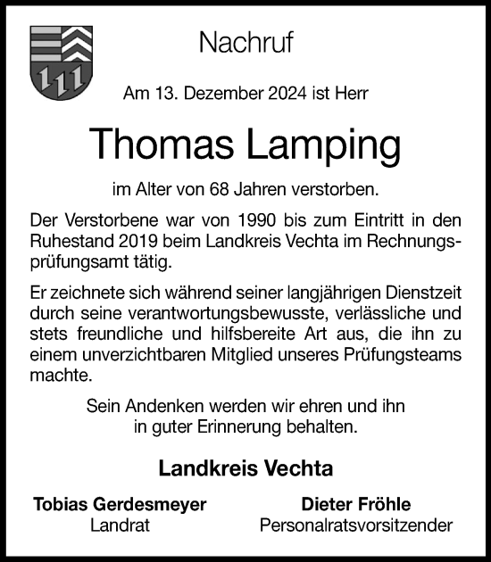 Anzeige von Thomas Lamping von OM-Medien