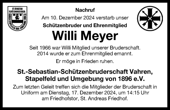 Anzeige von Willi Meyer von OM-Medien