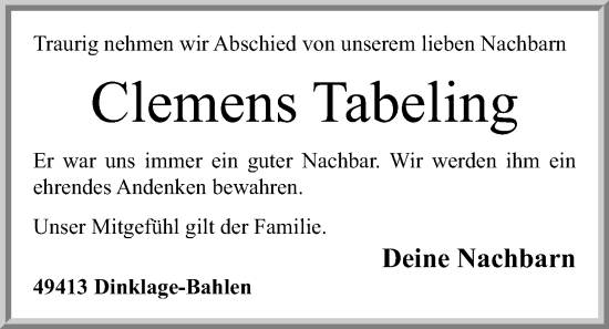 Anzeige von Clemens Tabeling von OM-Medien