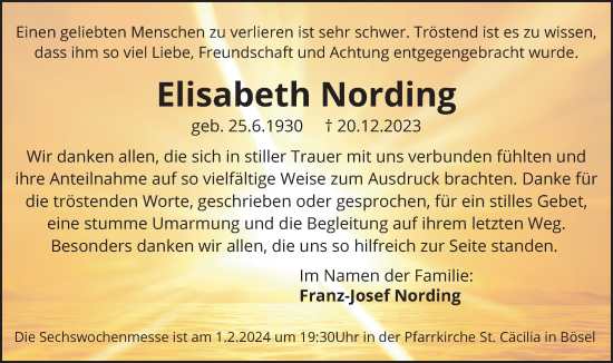 Anzeige von Elisabeth Nording von OM-Medien