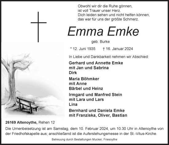 Anzeige von Emma Emke von OM-Medien