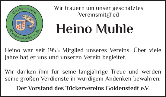 Anzeige von Heino Muhle von OM-Medien