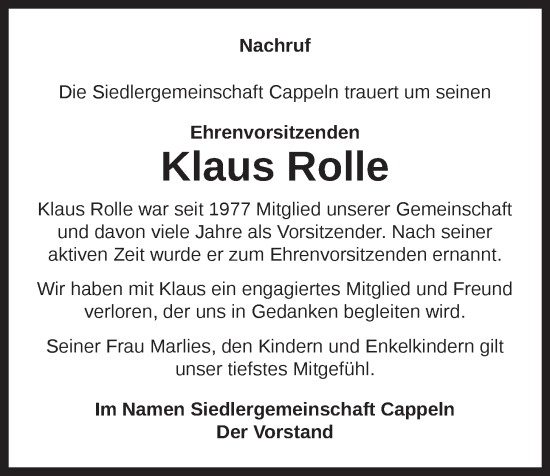 Anzeige von Klaus Rolle von OM-Medien