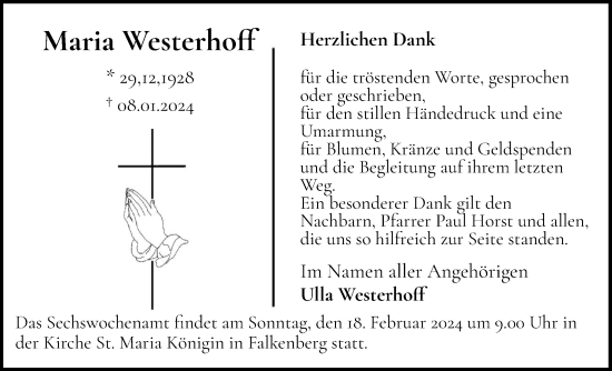 Anzeige von Maria Westerhoff von OM-Medien